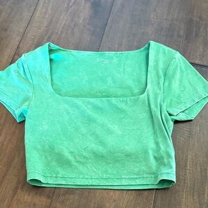 Stylish Green Square Neck Kids Tee